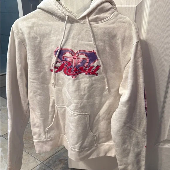 Roxy White and Pink Graphic Crewneck Sweater—-2 gently used hoodies - Picture 3 of 4